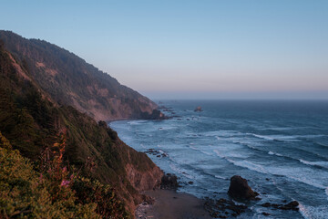Sunset view over Crescent City Bay, Crescent City, California, USA