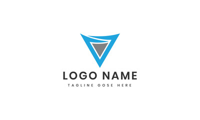 v logo template with abstract shape