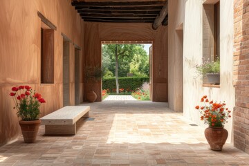 Fototapeta premium Serene Tuscany Courtyard in Italian Style