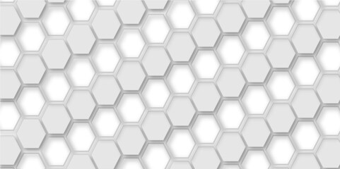 Abstract white and grey hexagon technology geometric pattern concept white background. Use for template, wallpaper, website vector illustration.