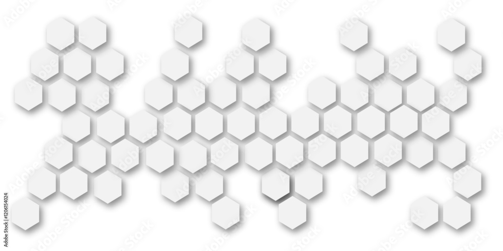 Wall mural abstract white and grey hexagon technology geometric pattern concept white background. use for templ