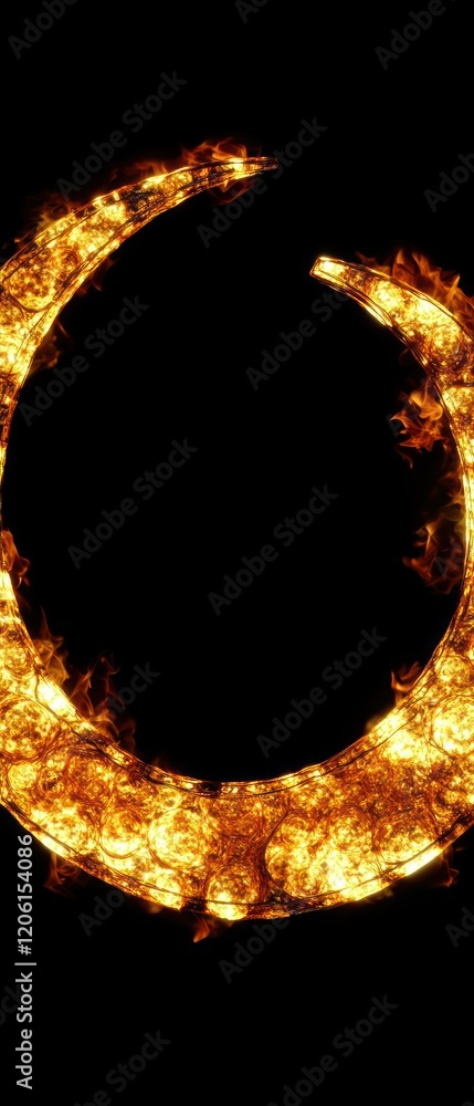 Poster fiery ring of intense heat and light: a dynamic abstract image
