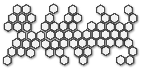 Abstract white black and grey hexagon technology geometric pattern concept white background. Use for template, wallpaper, website vector illustration.