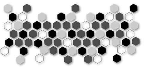 Abstract white black and grey hexagon technology geometric pattern concept white background. Use for template, wallpaper, website vector illustration.
