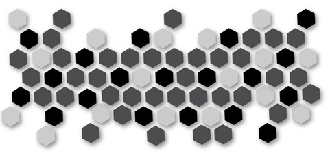 Abstract white black and grey hexagon technology geometric pattern concept white background. Use for template, wallpaper, website vector illustration.