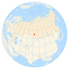 Map showing the location of the city Novosibirsk in the Russia (Eastern Europe) on the earth globe.