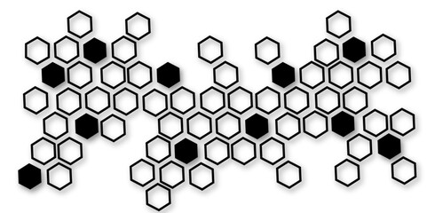 Abstract white black and grey hexagon technology geometric pattern concept white background. Use for template, wallpaper, website vector illustration.