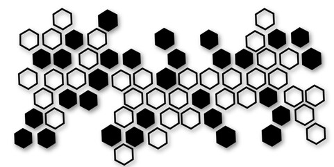Abstract white black and grey hexagon technology geometric pattern concept white background. Use for template, wallpaper, website vector illustration.