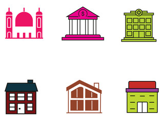 Fototapeta premium Color bank building icon isolated on white Vector Image