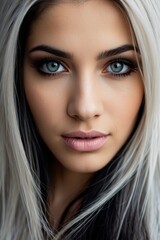 Captivating Female Portrait Elegant Dark-Haired Model with Striking Features in Various Fashion and Lifestyle Settings