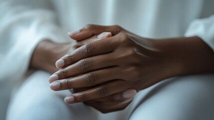 Restful Hands in a Peaceful Gesture, Symbolizing Serenity and Contemplation