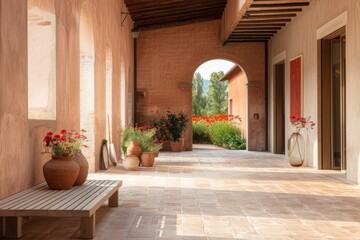 Fototapeta premium Serene Tuscany Courtyard in Italian Style