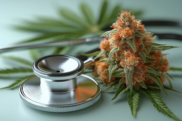 Medical Cannabis with Pills and Stethoscope