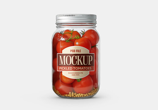 Pickled Tomato Jar Packaging Mockup for Design and Branding Projects