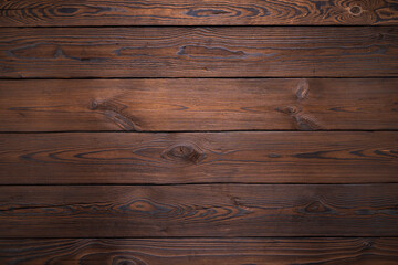 Dark Brown Wooden Plank Background with Visible Grain Texture and Details