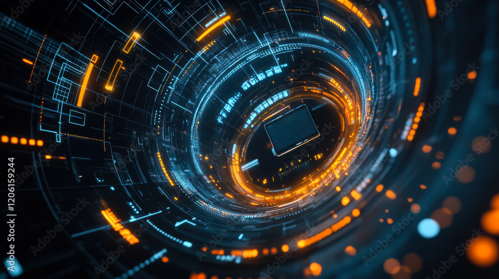 Aufkleber Vivid representation of futuristic technology symbolizing digital data flow and connectivity