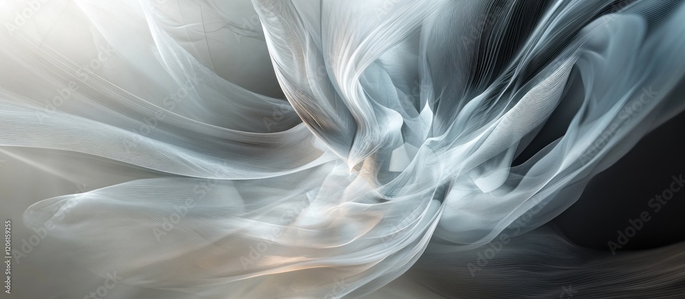 Poster whirlwind of abstract shapes and bright gradients, dynamic motion captured in still form, ethereal l