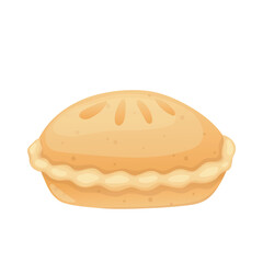 Apple pie in flat design. Traditional american dessert, bakery product. Vector illustration isolated.