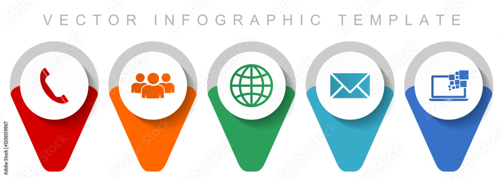 Poster social media and communication pointer collection, miscellaneous icons such as people, globe, phone,