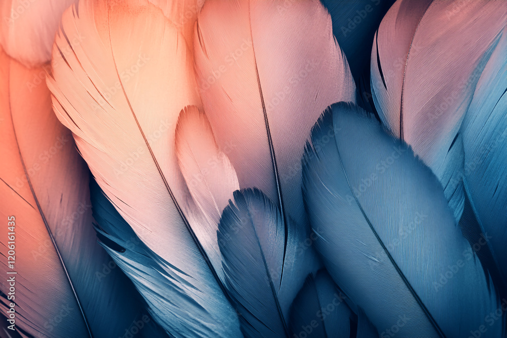 Poster Colorful feathers arranged in a striking pattern showcasing delicate textures and soft hues