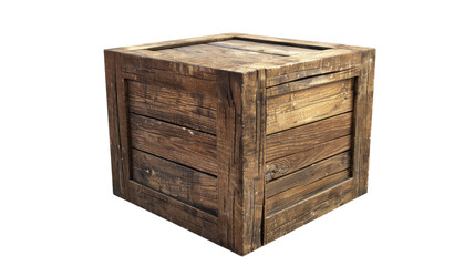 Old wooden box on transparent background