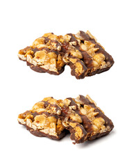 Nut Bar Isolated, Energy Snack with Nuts, Chocolate Muesli Dessert, Protein Candy Bar, Fitness Breakfast