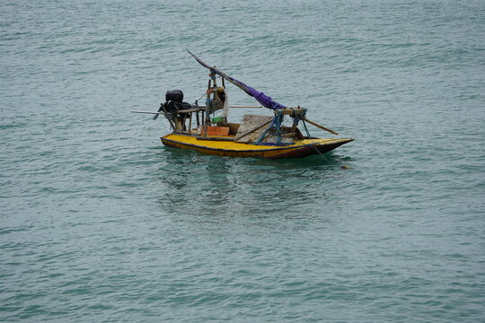 
Typical fishing boat (called jangada in Portuguese) on the Atlantic coast near Fortaleza - Cear&aacute;, Brazil.