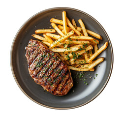grilled steak with french fries