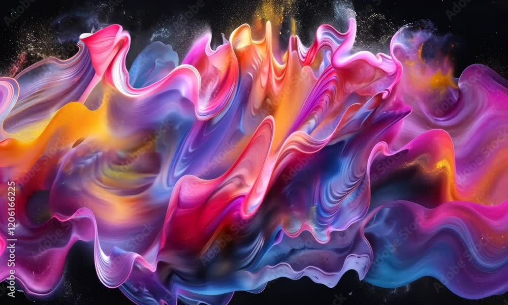 Poster vibrant abstract art showcasing colorful swirls and patterns in a dramatic display of creativity