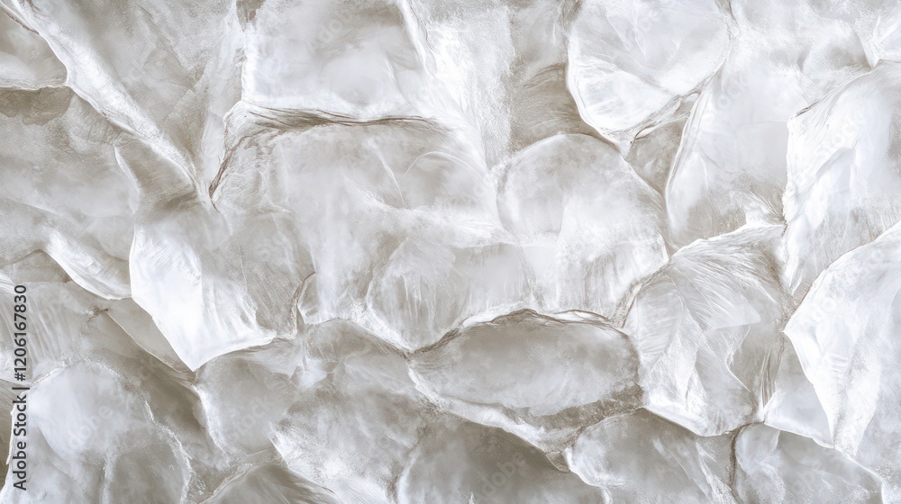 Poster Close-up of crumpled white fabric texture with soft folds and shadows.