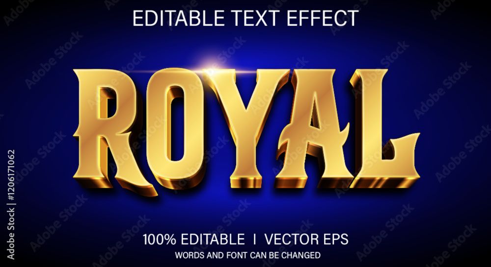 Aufkleber royal 3d vector text effect with modern style design