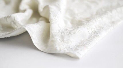 Obraz premium A close-up view of a white cloth on a table, ideal for use in interior design, photography, or fashion settings