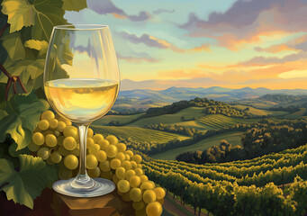 A cluster of green grapes, shimmering with morning dew, cradling the essence of nature&rsquo;s sweetest nectar, a symbol of vitality and renewal, basking in golden light, promising taste and tranquility.