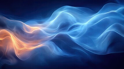 Obraz premium Abstract waves of blue and orange light create a dynamic, fluid visual effect.