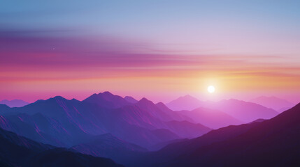 Obraz premium stunning sunset over layered mountains, showcasing vibrant colors and serene beauty