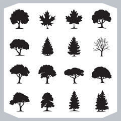 Stylish Black Tree Silhouettes A Comprehensive Vector Set for Design Projects