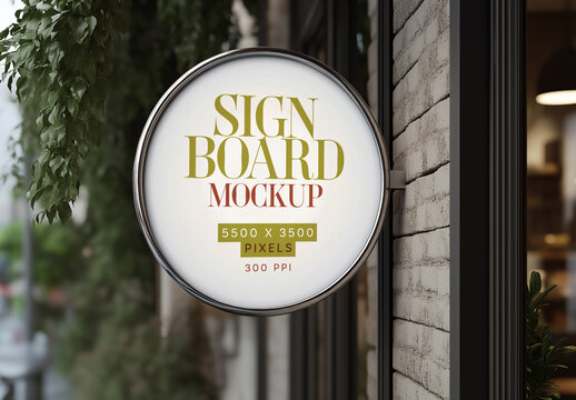 Circular Signboard Mockup for Advertising and Marketing Campaigns