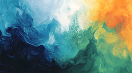 Swirling blue and gold abstract acrylic artwork.
