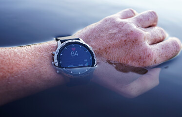 Swimming Watch. Smartwatch for swimming training. Watersport with sports watch. Multi-sport with...