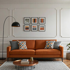 Minimalist Modern Wall Art Mockup for Living Room with Floating Frame and Whitewashed Background.