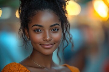 A young woman with a messy bun hairstyle, possibly getting ready for the day or having just rolled out of bed