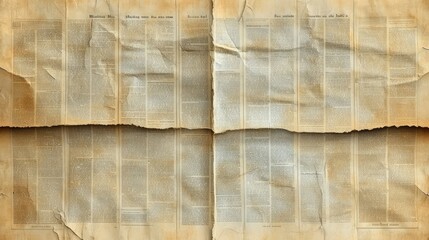 An aged, crumpled newspaper page with faded text and images, likely conveying historical information.