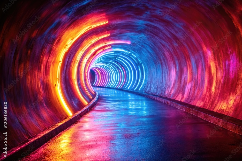 Poster a long tunnel with a light at the end, suitable for use in scenes about hope, guidance or navigation