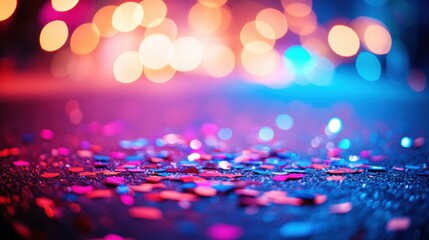 Colorful Bokeh Background with Glitter and Confetti Party Vibes