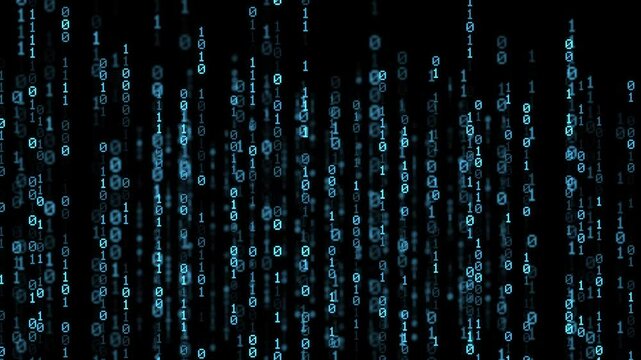 Blue Binary code Background. Digital and Secure Data Concept. Technology animation