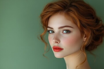 Fototapeta premium A close-up photo of a woman with bright red hair
