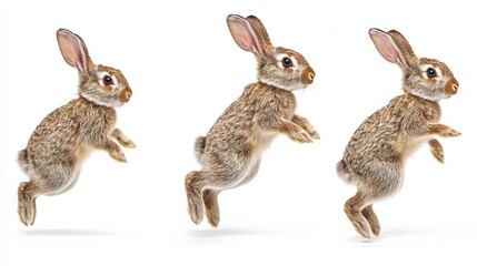 Fototapeta premium Playful Rabbit in Motion Showcasing Joyful Hops and Jumps