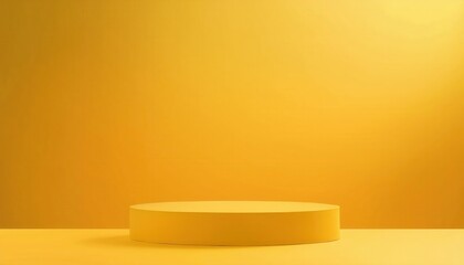 minimalist yellow pedestal in vibrant monochromatic studio setting for product display or branding, emphasizing clean design aesthetics

