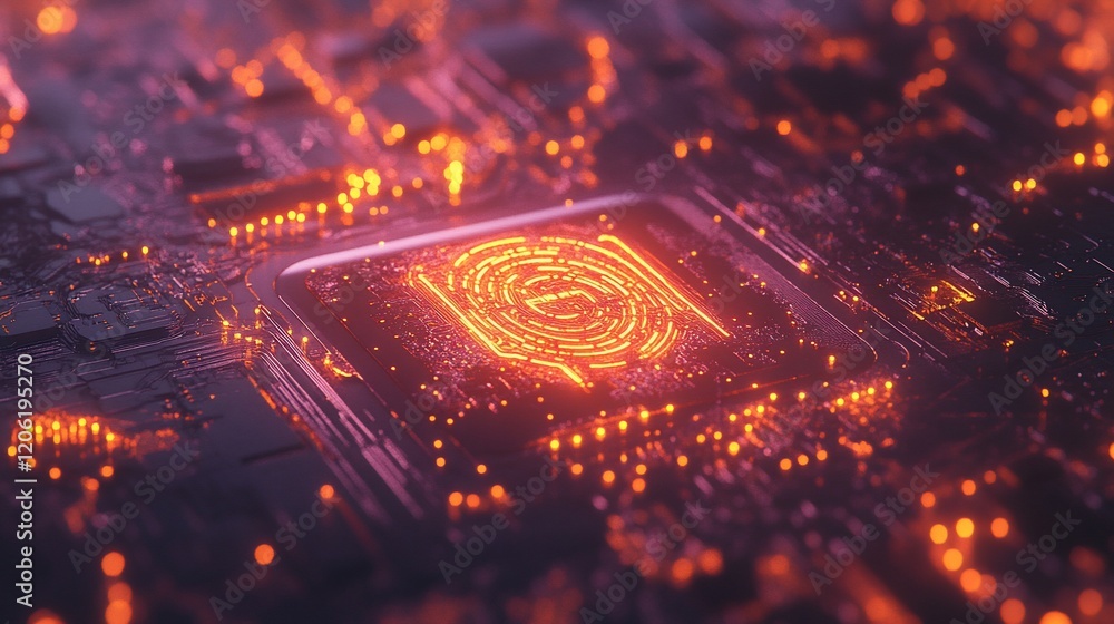 Poster cybersecurity: fingerprint biometric authentication on a circuit board