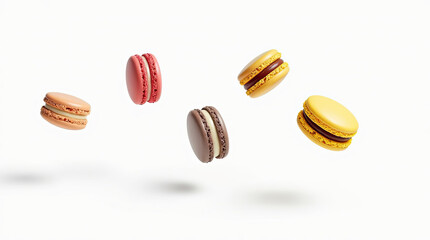 Obraz premium Cookies with a filling in the middle are scattered on a light background.